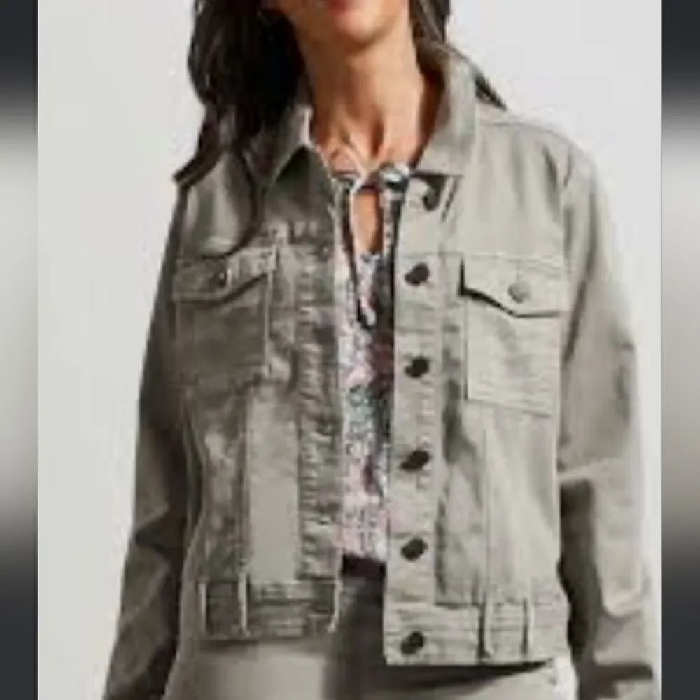 Tribal Denim Jean Jacket Stretch Sage Green Sz Small NWT